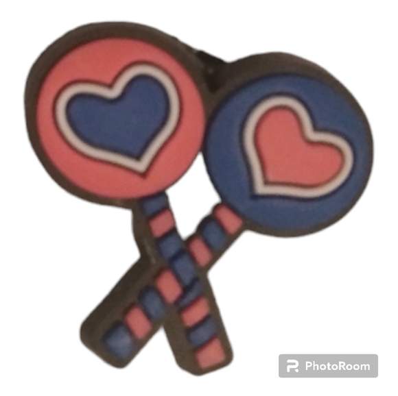 Lollipop Kidcore Blue And Pink Heart Shaped Barbiecore Shoe Charm - Picture 1 of 2